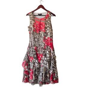 Vintage y2k 90s ruffle floral midi dress Robbie bee size‎ 6